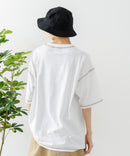 【OUTDOOR EXCHANGE/アウトドアエクスチェンジ】×【ZERO STAIN/ゼロステイン】コラボ 配色 3本針ステッチ クルーネック Tシャツ