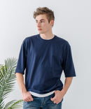 ZEROSTAIN フェイクレイヤード ビッグシルエット キーネック クルーネック Tシャツ 汗染みの目立ちにくいTシャツ 防汚 UVカット ZERO STAIN