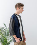 ZEROSTAIN フェイクレイヤード ビッグシルエット 切り替えデザイン 7分袖Tシャツ 汗染みの目立ちにくいTシャツ 防汚 UVカット