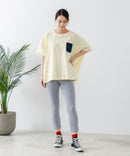 5分袖 刺繍 ポケット付Tシャツ【C17/シーセブンティーン】