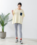 5分袖 刺繍 ポケット付Tシャツ【C17/シーセブンティーン】