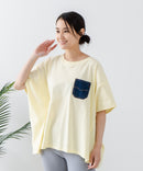 5分袖 刺繍 ポケット付Tシャツ【C17/シーセブンティーン】