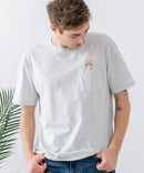 ZEROSTAIN 胸ポケット 刺繍Tシャツ 汗染みの目立ちにくいTシャツ 防汚 UVカット アニマル おじさん ビール アメ車