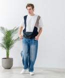 ドライリップル 切り替デザインTシャツ カットソー 吸水速乾 ストレッチ イージーケア さらさら快適 BLUE STANDARD