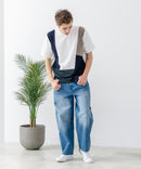 ドライリップル 切り替デザインTシャツ カットソー 吸水速乾 ストレッチ イージーケア さらさら快適 BLUE STANDARD