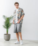 レーヨン 総柄プリント シャツ アロハ 接触冷感 レーヨン100%【BLUE STANDARD/ブルースタンダード】