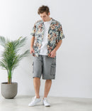 レーヨン 総柄プリント シャツ アロハ 接触冷感 レーヨン100%【BLUE STANDARD/ブルースタンダード】