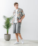 レーヨン 総柄プリント シャツ アロハ 接触冷感 レーヨン100%【BLUE STANDARD/ブルースタンダード】