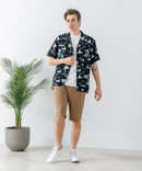 レーヨン 総柄プリント シャツ アロハ 接触冷感 レーヨン100%【BLUE STANDARD/ブルースタンダード】