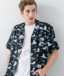 レーヨン 総柄プリント シャツ アロハ 接触冷感 レーヨン100%【BLUE STANDARD/ブルースタンダード】