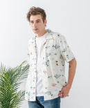 レーヨン 総柄プリント シャツ アロハ 接触冷感 レーヨン100%【BLUE STANDARD/ブルースタンダード】