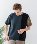 ドライリップル 切り替デザインTシャツ カットソー 吸水速乾 ストレッチ イージーケア さらさら快適 BLUE STANDARD