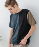 ドライリップル 切り替デザインTシャツ カットソー 吸水速乾 ストレッチ イージーケア さらさら快適 BLUE STANDARD