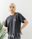 クロップド丈 ワンポイント刺繍Tシャツ【TeddyBear/テディベア】