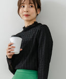 【FORT POINT/フォートポイント】ジャガード シアー 切り替えプルオーバートップス