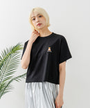 クロップド丈 ワンポイント刺繍Tシャツ【TeddyBear/テディベア】