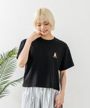 クロップド丈 ワンポイント刺繍Tシャツ【TeddyBear/テディベア】