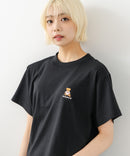 クロップド丈 ワンポイント刺繍Tシャツ【TeddyBear/テディベア】
