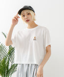 クロップド丈 ワンポイント刺繍Tシャツ【TeddyBear/テディベア】