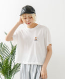 クロップド丈 ワンポイント刺繍Tシャツ【TeddyBear/テディベア】