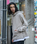 フェイクレイヤード 袖プリント ビッグシルエット 裏毛 フーディー プルオーバー パーカー KANGOL カンゴール