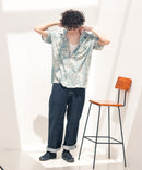 レーヨン 総柄プリント シャツ アロハ 接触冷感 レーヨン100%【BLUE STANDARD/ブルースタンダード】