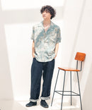 レーヨン 総柄プリント シャツ アロハ 接触冷感 レーヨン100%【BLUE STANDARD/ブルースタンダード】