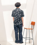 レーヨン 総柄プリント シャツ アロハ 接触冷感 レーヨン100%【BLUE STANDARD/ブルースタンダード】