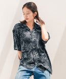 レーヨン 総柄プリント シャツ アロハ 接触冷感 レーヨン100%【BLUE STANDARD/ブルースタンダード】