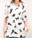 レーヨン 総柄プリント シャツ アロハ 接触冷感 レーヨン100%【BLUE STANDARD/ブルースタンダード】