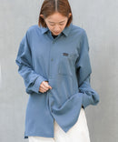 【UNIIT × RED CAP GIRL】 ナチュラルストレッチ バルーンスリーブ ルーズシルエット バック刺繍シャツ