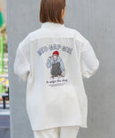 【UNIIT × RED CAP GIRL】 ナチュラルストレッチ バルーンスリーブ ルーズシルエット バック刺繍シャツ