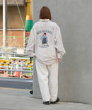 【UNIIT × RED CAP GIRL】 ナチュラルストレッチ バルーンスリーブ ルーズシルエット バック刺繍シャツ