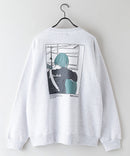 バック イラスト 起毛 クルーネック スウェット スペースグラム