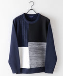 マシン ウォッシャブル アンチ ピリング 軽量 切り替え デザイン セーター イージーケア BLUE STANDARD ブルースタンダード