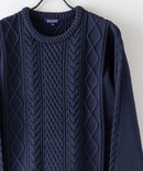 マシン ウォッシャブル  アンチ ピリング 軽量 アラン柄 クルーセーター イージーケア BLUE STANDARD ブルースタンダード