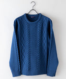 マシン ウォッシャブル  アンチ ピリング 軽量 アラン柄 クルーセーター イージーケア BLUE STANDARD ブルースタンダード