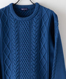 マシン ウォッシャブル  アンチ ピリング 軽量 アラン柄 クルーセーター イージーケア BLUE STANDARD ブルースタンダード