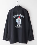 【UNIIT × RED CAP GIRL】 ナチュラルストレッチ バルーンスリーブ ルーズシルエット バック刺繍シャツ