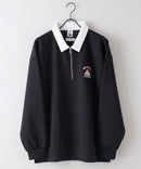 【UNIIT × RED CAP GIRL】 ワンポイント 襟配色 ダンボール ハーフジップ ポロ