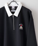 【UNIIT × RED CAP GIRL】 ワンポイント 襟配色 ダンボール ハーフジップ ポロ