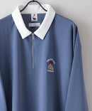 【UNIIT × RED CAP GIRL】 ワンポイント 襟配色 ダンボール ハーフジップ ポロ