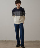 マシン ウォッシャブル  アンチ ピリング 軽量 アラン柄 クルーセーター イージーケア BLUE STANDARD ブルースタンダード