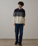 マシン ウォッシャブル  アンチ ピリング 軽量 アラン柄 クルーセーター イージーケア BLUE STANDARD ブルースタンダード