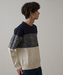 マシン ウォッシャブル  アンチ ピリング 軽量 アラン柄 クルーセーター イージーケア BLUE STANDARD ブルースタンダード