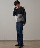 マシン ウォッシャブル アンチ ピリング 軽量 切り替え デザイン セーター イージーケア BLUE STANDARD ブルースタンダード