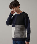 マシン ウォッシャブル アンチ ピリング 軽量 切り替え デザイン セーター イージーケア BLUE STANDARD ブルースタンダード