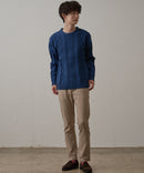 マシン ウォッシャブル  アンチ ピリング 軽量 アラン柄 クルーセーター イージーケア BLUE STANDARD ブルースタンダード