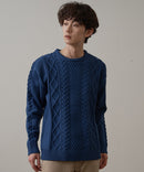 マシン ウォッシャブル  アンチ ピリング 軽量 アラン柄 クルーセーター イージーケア BLUE STANDARD ブルースタンダード