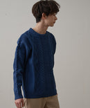 マシン ウォッシャブル  アンチ ピリング 軽量 アラン柄 クルーセーター イージーケア BLUE STANDARD ブルースタンダード